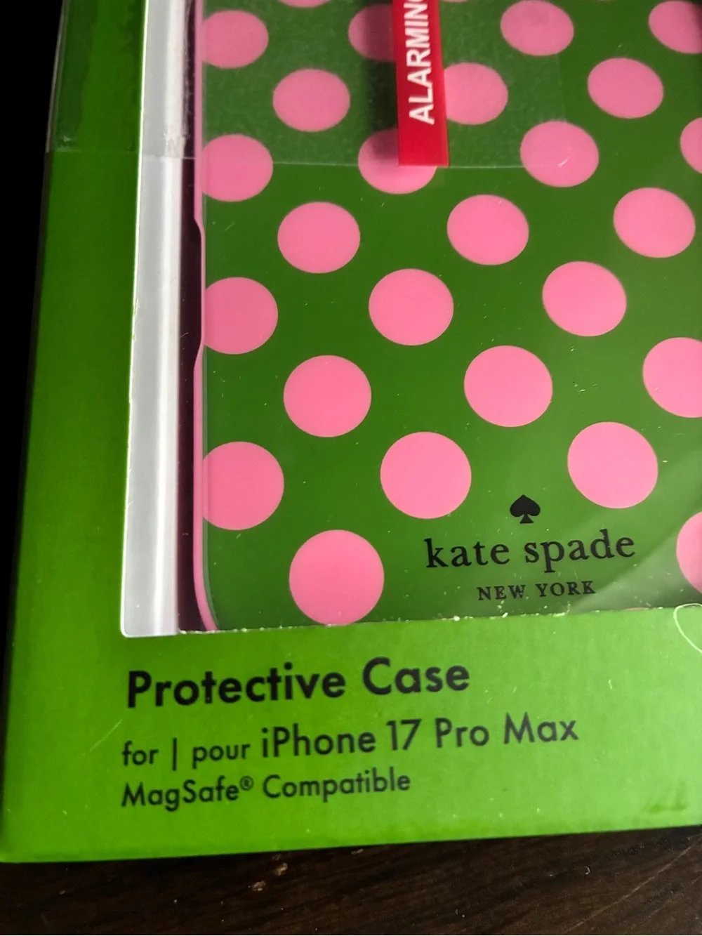kate spade iPhone 17 Pro Max Protective Case — Green with Pink Polka Dots